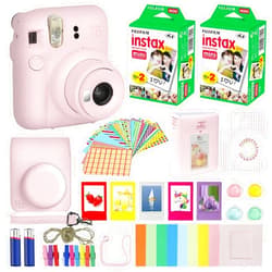 Fujifilm Instax Mini 12 Instant Camera Blossom Pink + Carrying Case + Fuji Instax Film Value Pack (40 Sheets) Accessories Bundle, Color Filters, Photo Album, Assorted Frames