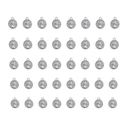 Ruwado 50 Pcs Round Mini Face Charms for Jewelry Making Small 9.6 x 7.8 mm Metal Kits for DIY Crafting Project Necklace Bracelet Key Chain (Antique Silver)