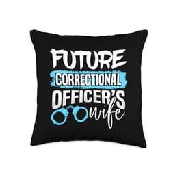 Police Officer Thin Blue Line Apparel Kanig Design Engagement Future Correctional Officer’s Wife Throw Pillow, 16x16, Multicolor