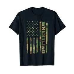 Light Catcher Wrestling American Flag Camo Wrestler T-Shirt