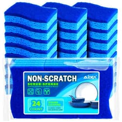 AIDEA-Brite Non-Scratch Scrub Sponge-24Count, Sponges for Dishes, Sponges Kitchen, Cleaning Sponge, Cleans Fast Without Scratching, Stands Up to Stuck-on Grime, Cleaning Power for Everyday Jobs