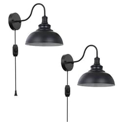 Merlight Black Gooseneck Industrial Wall Sconces E26 Base with Plug in Wall Lamp Dimmer Switch Vintage Style Wall Light Fixture for Farmhouse Bedroom Bedside Nightstand Headboard Porch Garage of 2 Set Packs