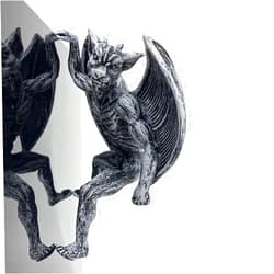 Ashendikan Dragon Winged Gargoyle Fence Hanger, Winged Gargoyle Statue Outdoor Decor Sitting Guardian Sculpture, Indoor Outdoor Garden Decor Statue