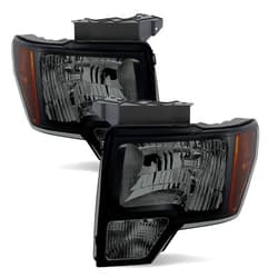 ACANII - For 2009-2014 Ford F150 OE Style Black Housing Smoked Lens Headlights Headlamps Pair Set Replacement Left+Right