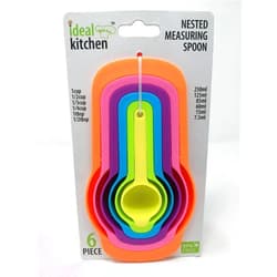 Kitch N Gadgetz Set of 6 Measuring Cups and Spoons - Space Saving Design - Colorful - Includes: 1/2 Tbls, 1 Tbls, 1/4 cup, 1/3 cup, 1/2 cup, 1 cup - Durable Plastic - Easy to Clean - Dishwasher Safe (Random color)