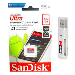 MemoryMarket SanDisk Ultra 512GB MicroSD XC Class 10 A1 UHS-1 Mobile Memory Card up to 100MB/s Read Speed (SDSQUAR-512G-GN6MN) with Dual Slot MemoryMarket MicroSD & SD Memory Card Reader