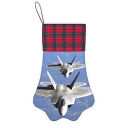 Ulxjll U.S. Air Force F-22 Raptor in The Sky 17inch*11.8 Inch Christmas Stockings with Plaid Cuff Christmas Room Decoration