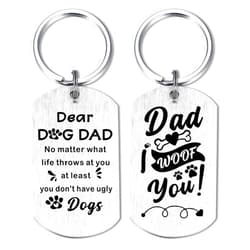 Alotozo Dog Dad Fathers Day Keychian - I Woof You Dog Daddy Gifts - Christimas Birthday Thanksgiving Key Chains for Doggy Men
