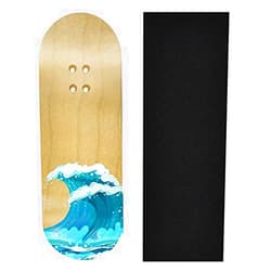 Teak Tuning Premium Fingerboard Graphic Deck, Waves - 34mm x 97mm - Heat Transfer Graphics, Pro Shape & Size - Pre-Drilled Holes - Includes Prolific Foam Tape