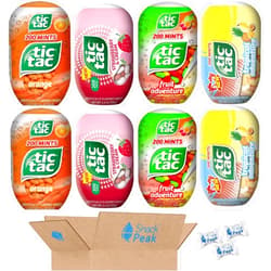 Snack Peak Tic Tac Variety Snack Peak Gift Box – 8 large (3.4 oz) bottles – Strawberry and Cream, Orange, Fruit Adventure, and Tropical Adventure