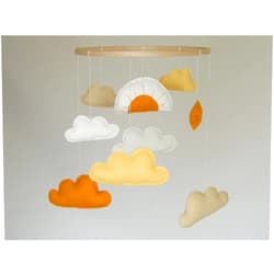 RainbowSmileShop Cloud baby mobile Sun nursery mobile Boho baby crib mobile Mustard Cloud Baby Mobile Gender Neutral Baby Mobile boho nursery decortain Boho Baby Desert Mobile