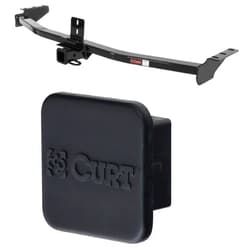 CURT 13328 22272 Class 3 Trailer Hitch with 2 Inch Receiver and 2 Inch Rubber Hitch Tube Cover Bundle for Acura MDX and Honda Pilot