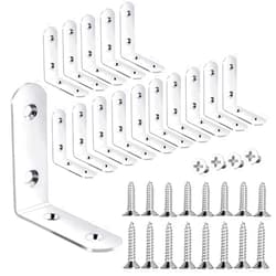 YIVCKOM 18-Pack Stainless Steel L Brackets, Metal Angle Bracket, Corner Brackets, Corner Braces, Furniture Connector Support Brackets with Screws for Wood Furniture Chairs Desk Garden (L Shape Silver)
