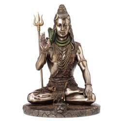 Veronese Design Lord Shiva in Meditation Pose Hindu God Cold Cast Resin Antique Bronze Finish Statue Sculpture