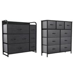 YITAHOME Fabric Dresser with 7 Drawers - Storage Tower (Black/ Grey) & 9 Drawers-Fabric Storage Tower, Organizer Unit for Bedroom (Black Grey) Dresser