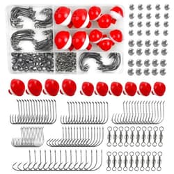 JOGFFDE Fishing Tackle Kit Basic Fishing Bobbers Tackle Kit Included Fishing Bobbers Hooks Swivels Fishing Sinkers Weights Starter Kit for Trout Bass Catfish Panfish