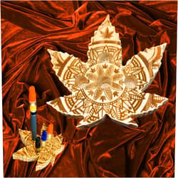 Staggwood Vape Pen Holder - Marijuana Leaf Mandala Engraved - Solid Pine, Holds 510 Thread Vape Pens &/or Cartridge