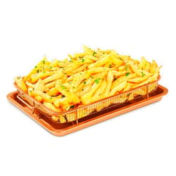Bakken- Swiss Air Fryer Tray Basket w/Elevated Mesh Great For Oven, For Baking & Crispy Foods, Dishwasher Safe,PTFE/PFOA/PFOS FREE Extra-large 9.5/''x13/'',Copper