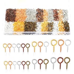 Hotop 600 Pcs Screw Eye Pins Hooks 6 Colors Small Metal Eyelet Mini Screw Pin Peg Self Tapping Eye Hooks for Jewelry Making DIY Art Crafts(4 x 8 mm, 5 x 10 mm, 6 x 13 mm)
