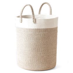 LA JOLIE MUSE Woven Basket Rope Storage Baskets - Large Cotton Organizer 16 x 14 x 14 Inches, Basket for Baby Blanket, Kids Toy Nursery Laundry Basket