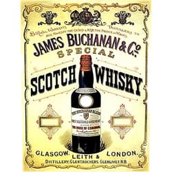 KPSheng James Buchanan Scotch Whisky Vintage Metal Tin Sign Wall Plaque Poster Cafe Bar Pub Beer Wall Home Decor 12 X 8 Inches