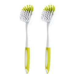 YeuDeuy Scrub Brush for Dish Kitchen Sink Pot Pan with Stiff Bristles, Yellow-green 2pcs