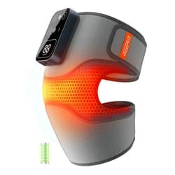IKEEPFIT Cordless Knee Massager with Heat Vibration for Pain Relief, MAXwarm 4.0[2025 Upgraded] - Electric Heated Knee Brace with 5 Heat Levels and 3 Massage Mode, Gifts for Men Women (Grey, Single)