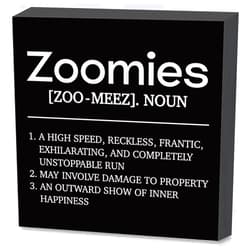 Arosedmo Dog Theme Black Wood Box Sign Zoomies Definition Desk Decor Rustic Wooden Block Sign for Home Office Table Decor, Wall Art Sign Home Living Room Shelf Table Decoration (6×6 Inch)