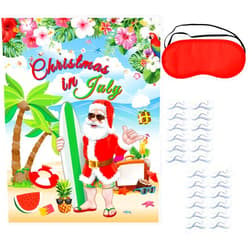 Matiniy Christmas July Pin Games, Mele Kalikimaka Games Merry Chirstmas Santa Claus Tropical Style Stickers for Summer Holidays Party Favors