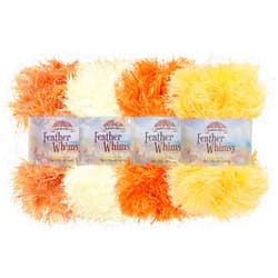 BambooMN JubileeYarn Feather Whimsy Eyelash Yarn - 50g/Skein Fine Polyester Fur - Shades of Orange - 4 Skeins