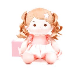 LeyaDoll Soft Baby Doll Toys (16''), My First Baby Rag Doll for 1 Year-Old Girl Birthday Gift, Leya Doll Christmas Plush Toys Gift for Toddler Kids Infants -Starlet Pink