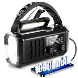 TFTDOUP 10000mAh Emergency Weather Radio,Portable FM/AM/NOAA Battery Powered Survival Radios&Power Bank,Solar/Hand Crank/Type-C Charger,Flashlight,Reading Lamp,Compass,SOS Alert,Outdoor Camping&Power Outages