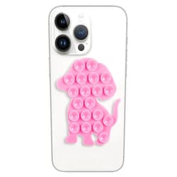 Mijafaron Suction Phone Case Mount, Silicon Adhesive Phone Accessory for iPhone and Android, Hands-Free Fidget Toy Mirror Shower Phone Holder, Tiktok Videos and Selfies(Dog Shaped, Pink)