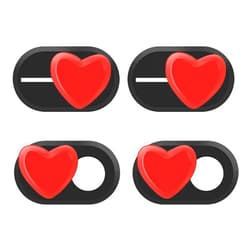 Vliigts Webcam Cover Slide (4-Pack) - Camera Cover Slider for MacBook, iMac, Laptop, Computer, iPad, iPhone, Cell Phone, PC - Great Privacy Protector Accessories - Red Heart Slider