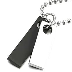COOLSTEELANDBEYOND Minimalist Mens Stainless Steel Two-Pieces Dog Tag Pendant Necklace