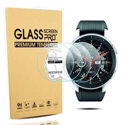 Diruite 4-Pack for Samsung Galaxy Watch 46mm (2018) / Gear S3 Screen Protector Tempered Glass, [2.5D 9H Hardness] [Anti-Scratch] (DO NOT Fit for Galaxy Watch 4 Classic 46mm)