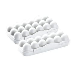 Unomor 2pcs Egg Organizer for Refrigerator Egg Fridge Organizer Egg Crates Egg Storer Egg Dispenser Covered Egg Tray Farm Fresh Eggs Container Egg Cartons Egg Rack Grey Plastic re-usable