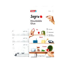 Tesa Sugru Super Glue - Waterproof Glue for Home Improvement + Craft Glue Projects - Versatile Wood Glue, Poster Putty or Silicone Adhesive for Fixing, Repairing + Bonding - 3 Pack - White (3.5g/ea)