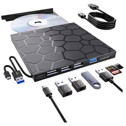 VAIYI External CD/DVD Drive for Laptop, Portable DVD Player for Laptop, 8 in 1 USB 3.0 CD/DVD-ROM +/-RW CD Burner,cd drive external usb cd reader Compatible with Laptop Desktop Mac,Windows 11/10/8/7 Linux
