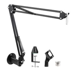 SUNMON Microphone Wall Mount and Metal Table Mounting Clamp, Universal Microphone Boom Arm Stand Compatible with HyperX QuadCast, Blue Yeti, Blue Snowball, Shure SM58 Microphone