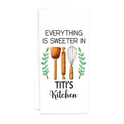 FIicy Titi Gifts Kitchen Towels, Gifts for Titis Aunt Auntie Aunty Decorative Dish Towels, Titis Gift from Nephew Niece Hand Towel for Kitchen, Everything is Sweeter in Titi’s Kitchen Decor(16x24 in)