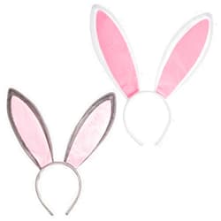 Gvhntk 2Pcs Bunny Ears Headband Plush Easter Rabbit Ears Hair Hoop For Easter Halloween Party Supplies Cosplay Dress Up Accessories Decor Outdoor for Kids and Adults（White+Pink+Grey）