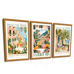Tanmart Italy Amalfi Coast Wall Art Decor Vintage Italian City Canvas Painting Italy Travel Landscape Poster Mediterranean Pictures Food Lemon Prints Beach Artwork for Kitchen Living Room 12x16 Inch Unframed