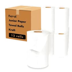Karat JS-RTW350 Junior Paper Towel Roll, White (Pack of 12)