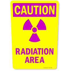 SmartSign 10 x 14 inch “Caution - Radiation Area” OSHA Sign with Symbol, Digital Printing, 55 mil HDPE Plastic, Purple and Yellow