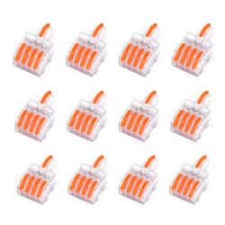 YIYIMIMO 12 PCS Lever Wire Nut Connectors, Quick Wiring Cable Connector Push-in Conductor Terminal Block, 1 in 4 Out Wire Connectors for 28-12 AWG