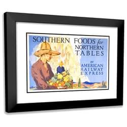 ArtDirect Robert Edward Lee 24x17 Black Modern Frame and Double Matted Museum Art Print Titled - Southern Foods for Northern Tables by American Railway Express (1927)