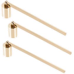 ZEONHEI 3 PCS 6.3 Inch Candle Snuffer Accessory, Stainless Steel Golden Candle Extinguisher with Long Handle and Straight Tube, Candlesnuffers Extinguish Candle Wicks for Tea Light Candles