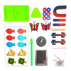 EUDAX Labs Junior Science N/S Magnet Set for Education Science Experiment Tools Icluding Bar/Ring/Horseshoe/Compass Magnets