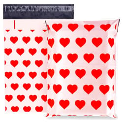 JarThenaAMCS 100Pcs Valentine’s Day Poly Mailers 10 x 13 Inch Red Hearts Packaging Bags Waterproof Self Seal Mailing Envelope Bags for Small Business Boutique Clothing Documents Gifts